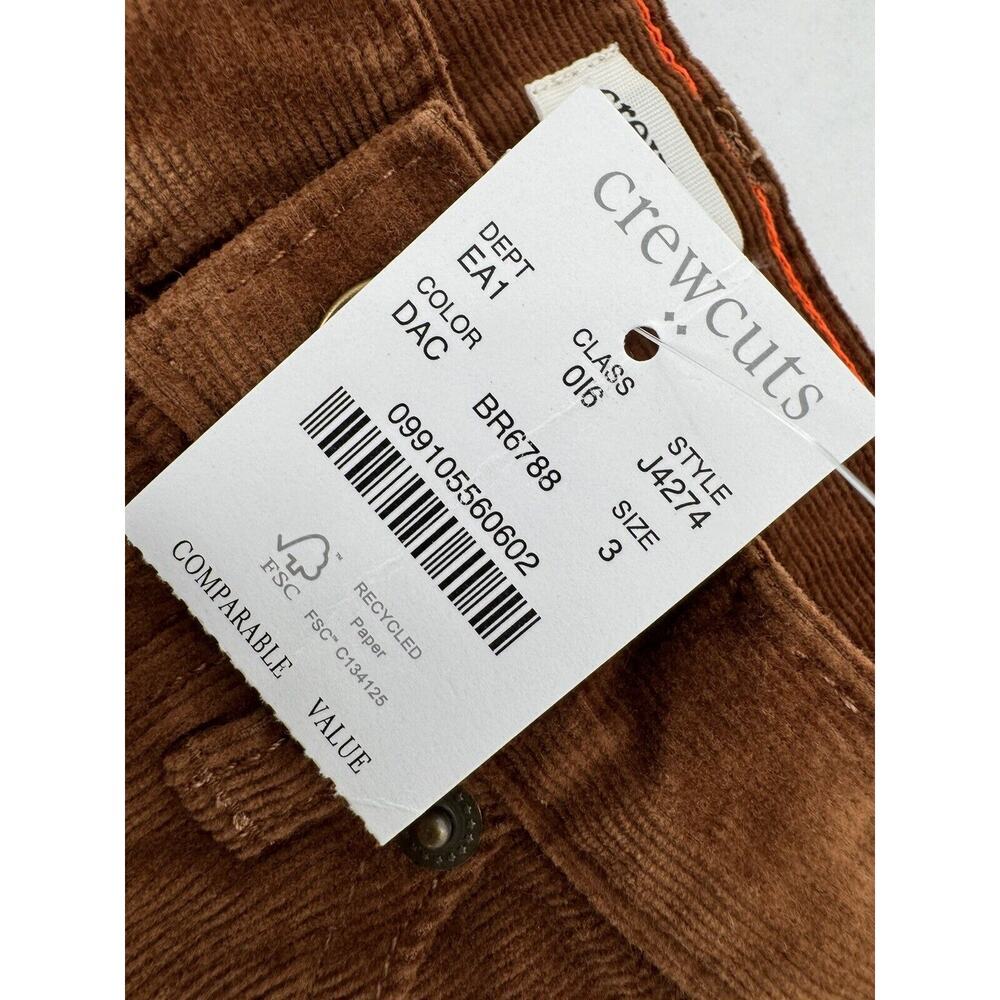 Crewcuts Corduroy Slim Flex Pants Boys Size 3 Dark Acorn Brown Holiday NWT $60 - Picture 3 of 11